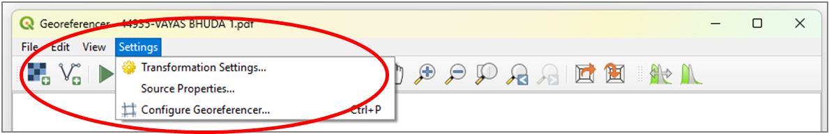 Open Transformation option in Georeferencer Tool