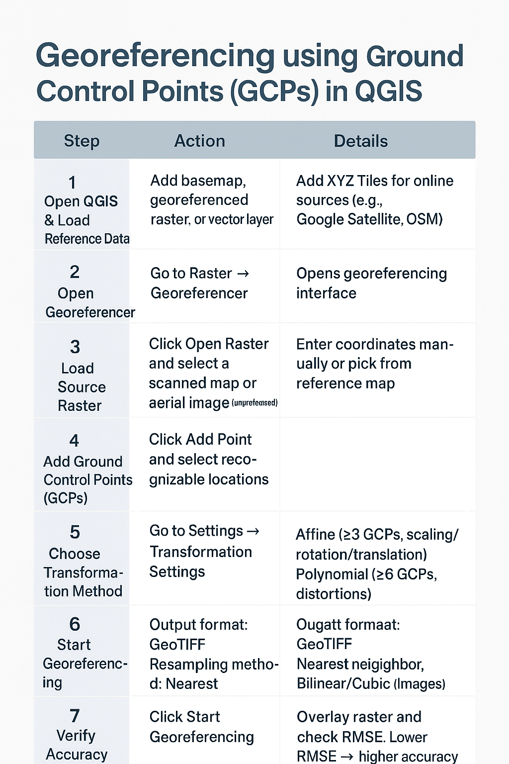 GCPs based georeferencing concise points