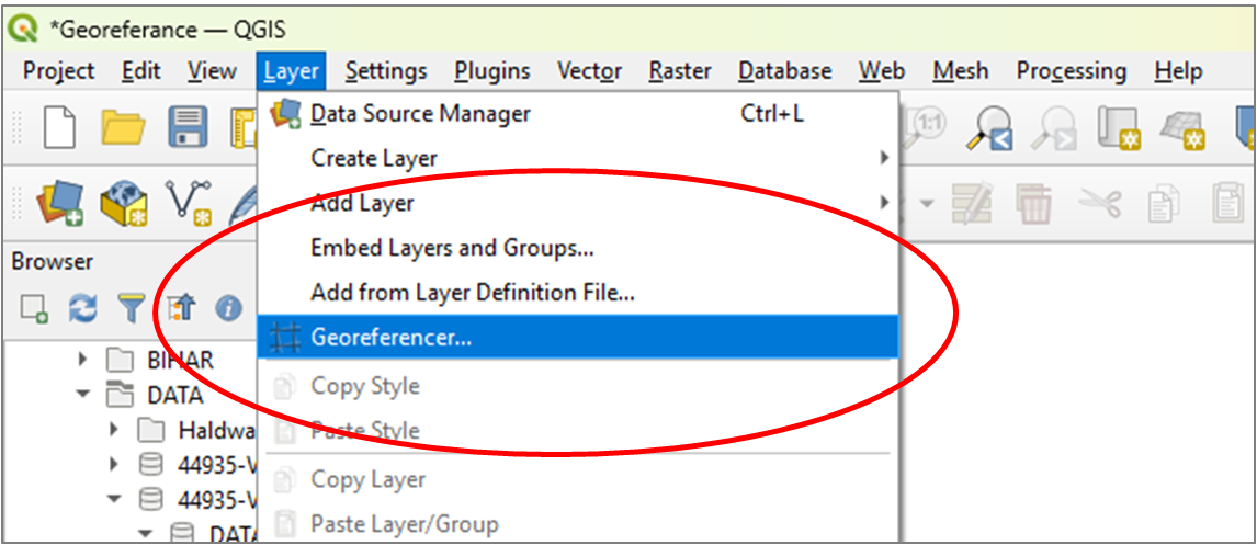 Navigate to Georeferencer Tool