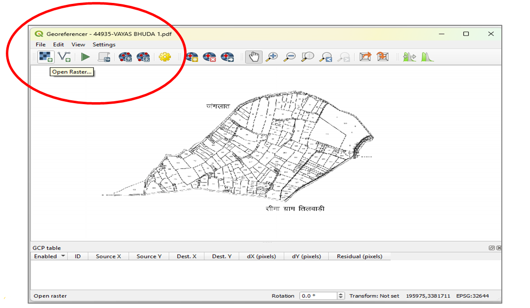 Open Raster option in Georeferencer Tool