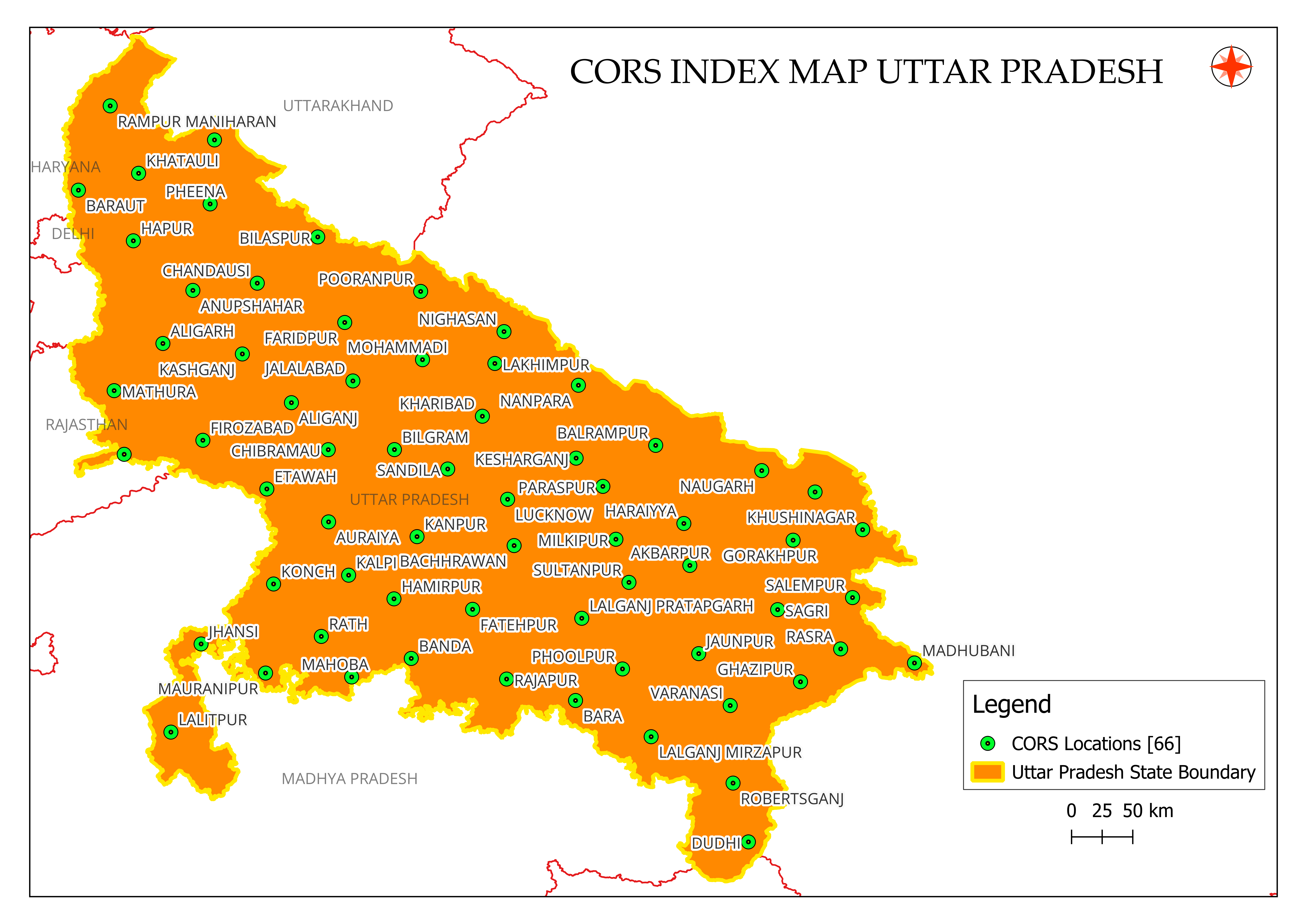 CORS stations distribution in Uttar Pradesh State Img